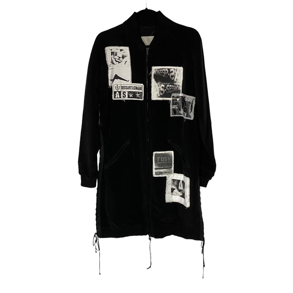 AS65‎ Alessandro Squarzi One of A Kind Long Black Patchwork Jacket Italian Large